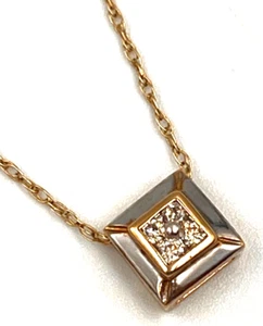 Vintage 9 kt Weiß- und Gelbgold & Diamant Cluster Anhänger & Kette - Bild 1 von 13