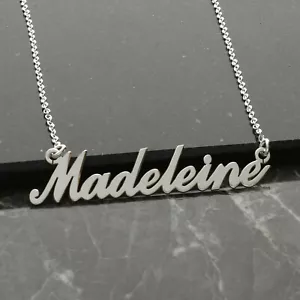 925 Solid Sterling Silver Carrie Style Personalised Any Name Necklace & Chain - Picture 1 of 5