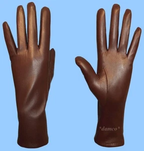 NEW WOMENS size 6.5 UNLINED BROWN GENUINE KID LEATHER DRESS GLOVES - Picture 1 of 1