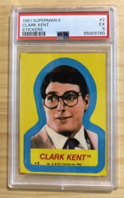 1980 Topps/DC COMICS Superman II Puzzle Sticker CARD #2 CLARK KENT PSA 5 - Image 1 of 2