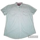 Tommy Hilfiger Shirt XXL Mint Blue Green Custom Fit Short Sleeve Button