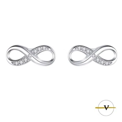 ORECCHINI DONNA ARGENTO 925 A FORMA DI INFINITO CON ZIRCONI COLORE DIAMANTE - Immagine 1 di 4