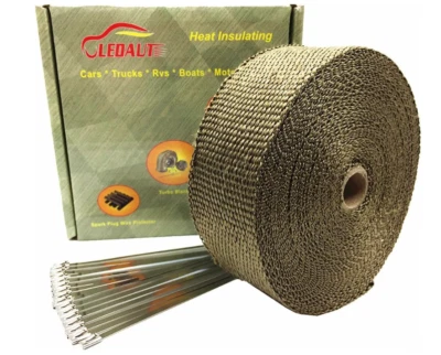 2" x 50' Titanium Exhaust Heat Wrap for Motorcycles, Fiberglass Tape with Ties - Imagem 1 de 4