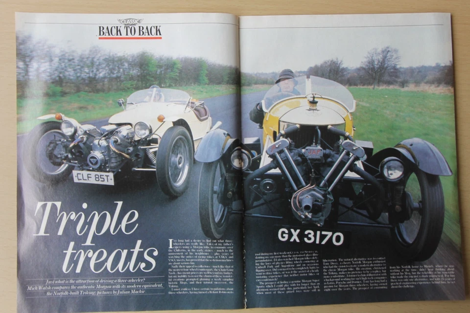 Original CSC 1989 magazine article: MORGAN TRIKE, old JAP engines v new model - Image 1 of 1