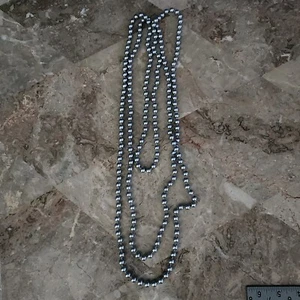 Metallic Style Faux Pearl Single Strand Necklace 87" Long - Picture 1 of 2