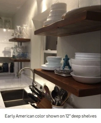 Первоклассные плавающие полки, 2 дюйма толщиной твердого дерева плавающая полка, много размеров/цветов - Изображение 1 из 4