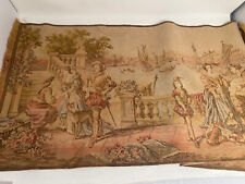 Vintage French Belgian Woven Tapestry Courting Water Scenes 60” X 18”