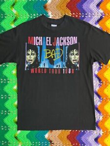 Vintage Michael Jackson 1988 Bad World Tour T-Shirt Black Large