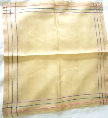 Bufanda de bolsillo de seda vintage cosida a mano dobladillo crudo bordado pastel 13,5 x 13,5" Foto 1 de 4