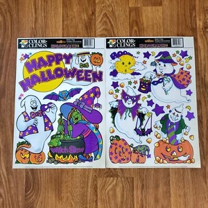 Vtg Halloween Color Clings Holographic Window Decorations RARE 90's - Picture 1 of 8