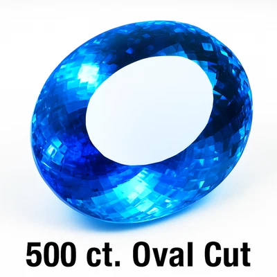 500.00 Ct Certified Natural Blue Aquamarine Loose Gemstone – Oval Cut Sparkling - Image 1 of 4
