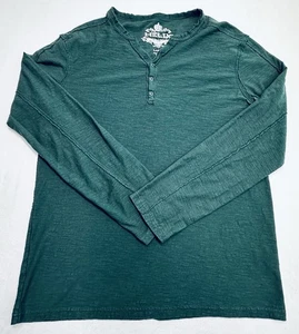 Helix Men’s Large Henley Long Sleeve Tee Shirt In Green - Picture 1 of 11