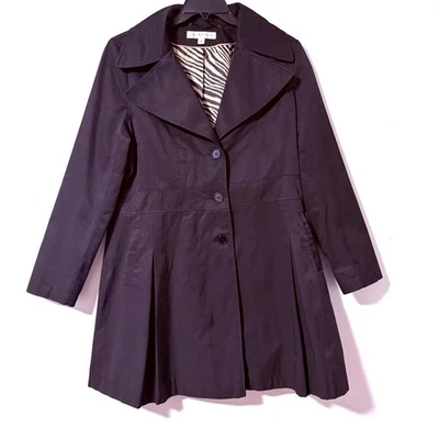 Trench coat Via Spiga para mujer XL negro forro de cebra Foto 1 de 4