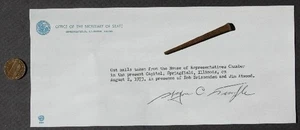 1973 Abraham Lincoln Springfield Illinois ORIGINAL Hand Forged nail Relic RARE - - Picture 1 of 1