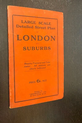 Plano de calles detallado a gran escala de los suburbios de Londres (c1937) -- mapas plegables grandes Foto 1 de 4
