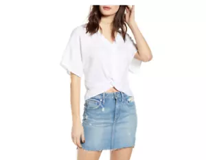 NWT Leith Twist front button up shirt top womens blouse 3X plus v neck boxy fit - Picture 1 of 6