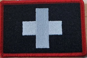 Switzerland Flag Patch Iron-On Or Sew-On Black & White Tactical  Red Border - Picture 1 of 1