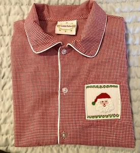CHRISTMAS HOLIDAY SMOCKED SANTA PJ TOP RED CHECK SMOCKED AUCTIONS GIRLS SIZE 8 - Picture 1 of 5