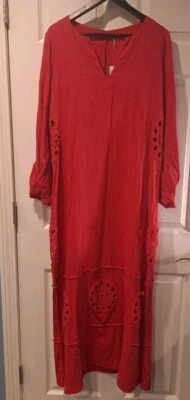 Vestido largo boho de lino roto Young Fabulous talla M frambuesa  Foto 1 de 4