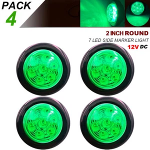 4x 2" Inch Green LED Light Round Clearance Side Marker Lights Truck Trailer 12V - Picture 1 of 11