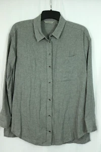 Blusa túnica ATHLETA gris mezcla de lana con botones talla pequeña talla grande - Imagen 1 de 6