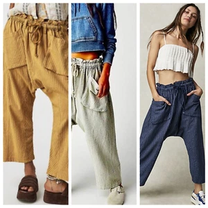 New Cotton Harem Free People Runyon Oversized Stripe Pants Size M - Picture 1 of 14