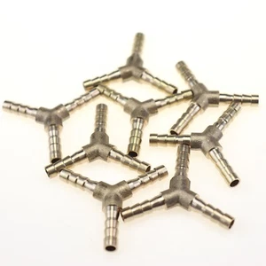 8Pcs1/4" Y-3 Way Brass Hose Barb Fitting Pipe Tubing Splicer Fuel Water Gas Air - Picture 1 of 6