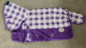 150g TURNOUT RUGS MINI/SHETLAND/ PONY NEW PURPLE CHECK COMBO 3'0"-4'6" - Picture 1 of 1