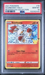 PSA 10 SCORBUNNY 16 McDONALD'S COLLECTION HOLO POKEMON GEM MINT - Picture 1 of 2