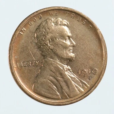 Raw 1910-S Lincoln 1C Uncertified Ungraded San Francisco Small Cent Penny Coin - Image 1 of 2