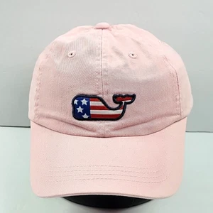 Vineyard Vines Pink Hat USA Flag Whale Logo Adjustable Baseball Fashion Cap - Picture 1 of 3
