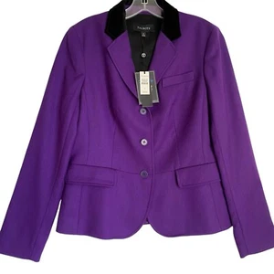 Talbots Wollblazer 8 lila Samtkragen italienischer Stoff Karriere künstlerisch Neu mit Etikett - Bild 1 von 12