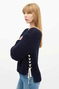 Ulla Johnson 300 $ marineblauer Strickpullover zum Schnüren Elliot, S - Bild 1 von 8
