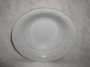 "Tazón de verduras para servir brocado chino lirio azul rosa flores blanco 9-1/8" - Imagen 1 de 4