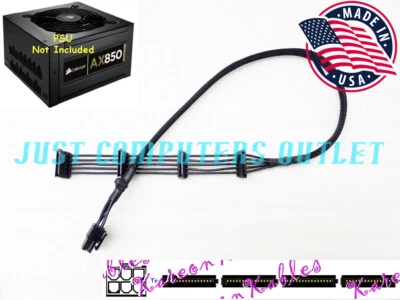 🔥 18" Corsair AX750 AX850 6-Pin to Four SATA III Power Supply Cable - Image 1 of 4