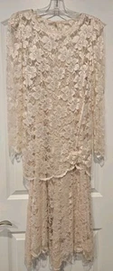 Vintage Lace 2 Piece Dress Unbranded Cream/Ivory Size 6 - Picture 1 of 12