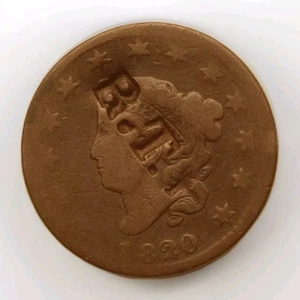 1820/19 Large Cent Coronet Head N-3 Overdate Counter Stamp!! - Picture 1 of 4