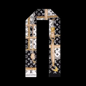 Louis Vuitton Black/White/Gold Scarf Monogram Confidential Bandeau 120 x 8 Cm - Picture 1 of 3