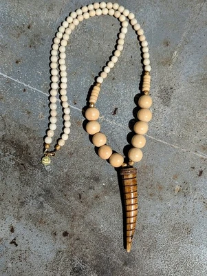 Collar Cuentas Madera, Cuerno, Vidrio, Metal 20" MM Diseño Excelente Estado Foto 1 de 4