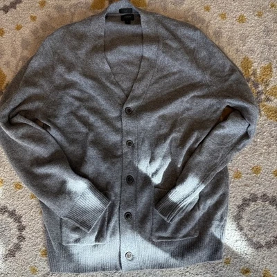 J Crew L тонкий серый мягкий шерсти альпака кардиган свитер с карманами - Изображение 1 из 4