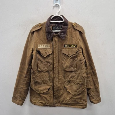 Barbour Steve McQueen Thunder Equipo de EE. UU. Cera Impermeable Motociclista Bombardero Chaqueta Pequeña Foto 1 de 4