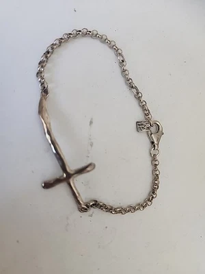 Pulsera Ajustable Cruz Buena Fe Plata de Ley 925 "Gracia y Corazón"  Foto 1 de 4