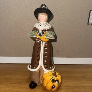 Blue Sky Clayworks Pilgrim Boy Candleholder.  2010 Heather Goldminc. 12” Tall  - Picture 1 of 7