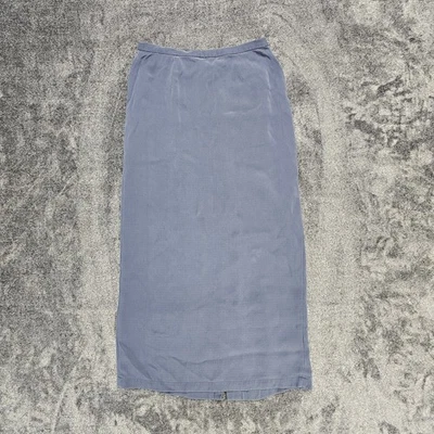 Maxi falda Eileen Fisher XS para mujer 100 % seda gris azul cremallera usada en excelente estado abertura trasera  Foto 1 de 4