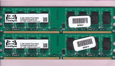 4GB 2x2GB PC2-5300 DDR2-667 CENDYNE CDN667D2D8C5-2G Desktop Ram Memory DIMM Kit - Image 1 of 2