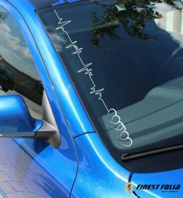 FS19 Battito Cardiaco Cuore Adesivo Parabrezza Bianco Adesivo Tuning - Immagine 1 di 3