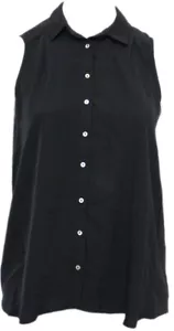 Schwarzes ärmelloses Damen-Shirt Tunika Oberteil mit tiefem Saum hinten Übergröße - Bild 1 von 2