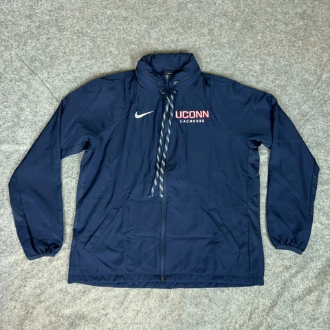 UCONN Huskies Mens Jacket Large Navy White Nike Sports Zip Logo NCAA Lacrosse Cover