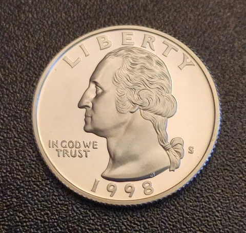 1995 s Silver Proof Washington Quarter - 90% Silver - Free Shipping Cover