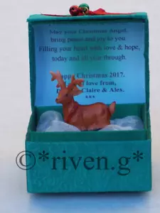 REINDEER PERSONALISED MERRY CHRISTMAS CARD@HOLLY BELLS FESTIVE PRAYER Verse Gift - Picture 1 of 12